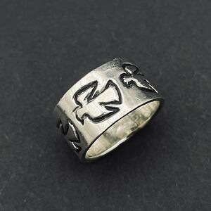 Taxco Bird Ring Size 7 Wide Band Eagle 3 Signed SJB